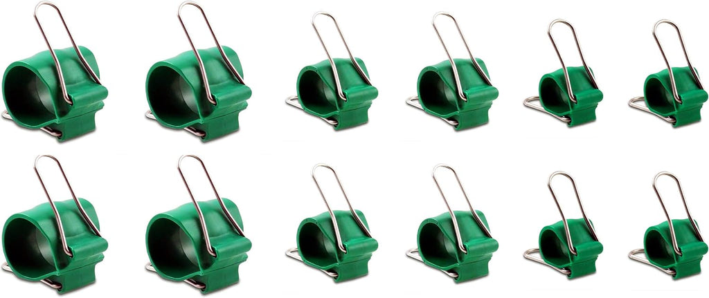 Reusable Garden & Cable Clips – Indoor/Outdoor Clamp Holders for Plants, Cords, Wires, String Lights, Trellis & Décor, Multi-Size 12 Green Pack (4 Small, 4 Medium, 4 Large)