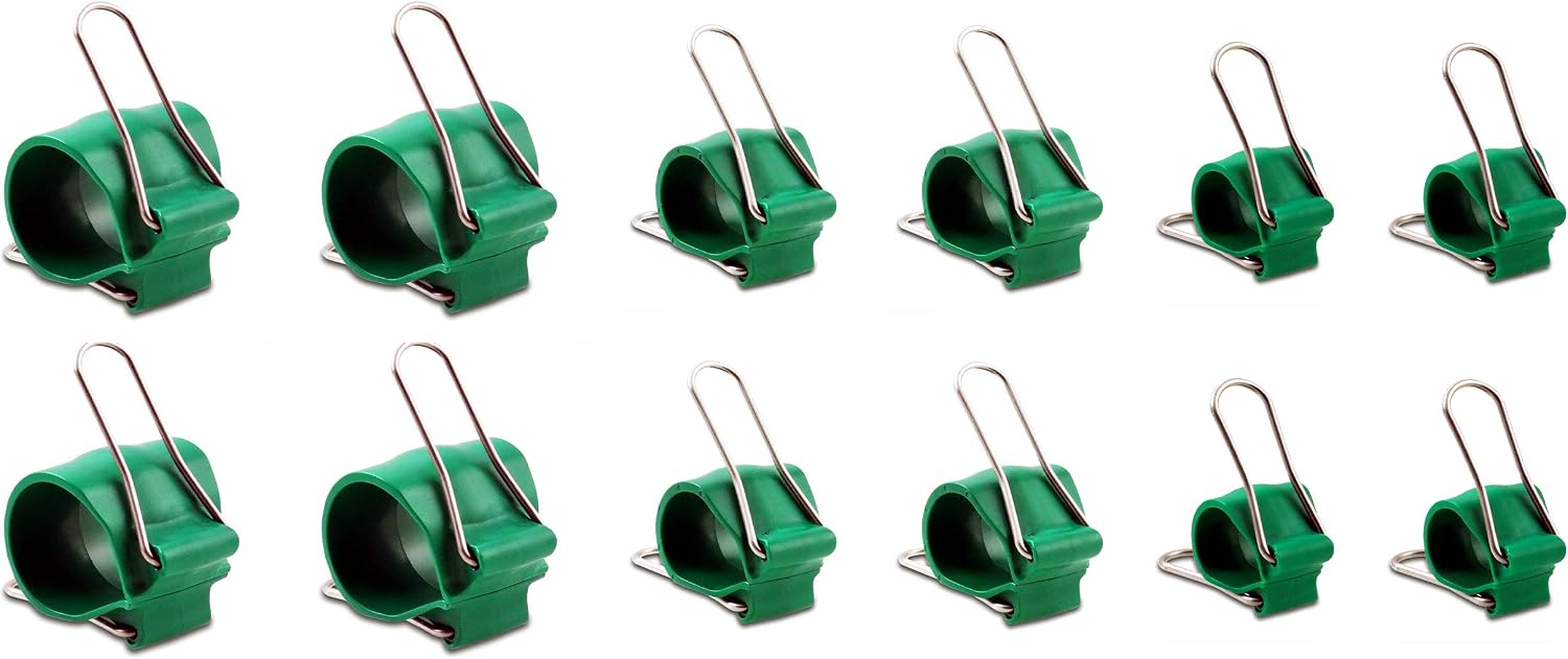 Reusable Garden & Cable Clips – Indoor/Outdoor Clamp Holders for Plants, Cords, Wires, String Lights, Trellis & Décor, Multi-Size 12 Green Pack (4 Small, 4 Medium, 4 Large)