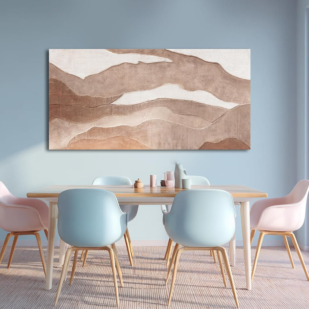 YLLTIEM Minimalist Abstract Canvas Wall Art 29x58 Inch, Brown Earth Tone Wall Art, Large Hand Painted Textured Painting, Wall Decor for Living Room Bedroom Office