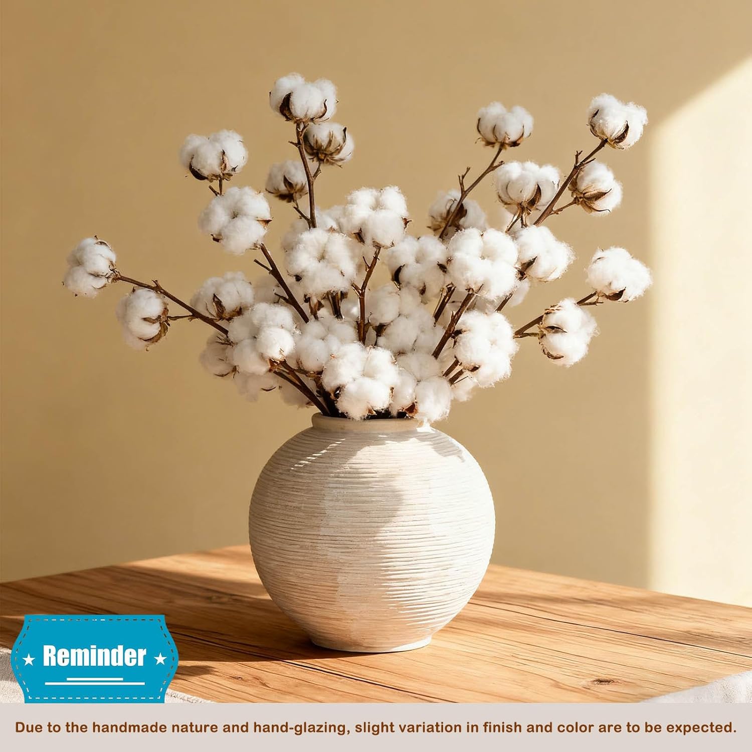 Rustic Farmhouse Vase Home Decor - 6 in Ceramic Boho Decorative Vase for Decor, Round Clay Whitewashed Terracotta Bowl vase for Living Room, Table, Shelf, Centerpieces