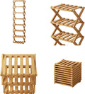 Foldable Bamboo Shoe Rack, 9-Tier No Assembly Shoe Organizer, Space-Saving Free Standing Shoe Storage Shelf for Entryway, Hallway, Closet, Holds 7-14 Pairs of Shoes, Natural Bamboo Finish (Bamboo, 7)