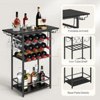 HOOBRO 5-Tier Wine Rack with Glass Holder, Wine Storage Freestanding Floor, Versatile Corner Liquor Cabinet, Alcohol Bottle Display Shelf for Home Bar, Kitchen, Living Room, Black BB68JJ01