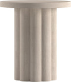 Henn&Hart 20'' Fluted Round End Table, Modern Side Table Ribbed Night Stand for Living Room, Office, Family Room, or Bedroom, Alder White