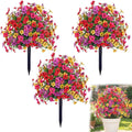 Artificial Petunias with Ground Stake - UV Resistant & Waterproof Faux Flowers for Outdoor Indoor Garden, Yard, Planter, Porch & Home Decor (3pcs)