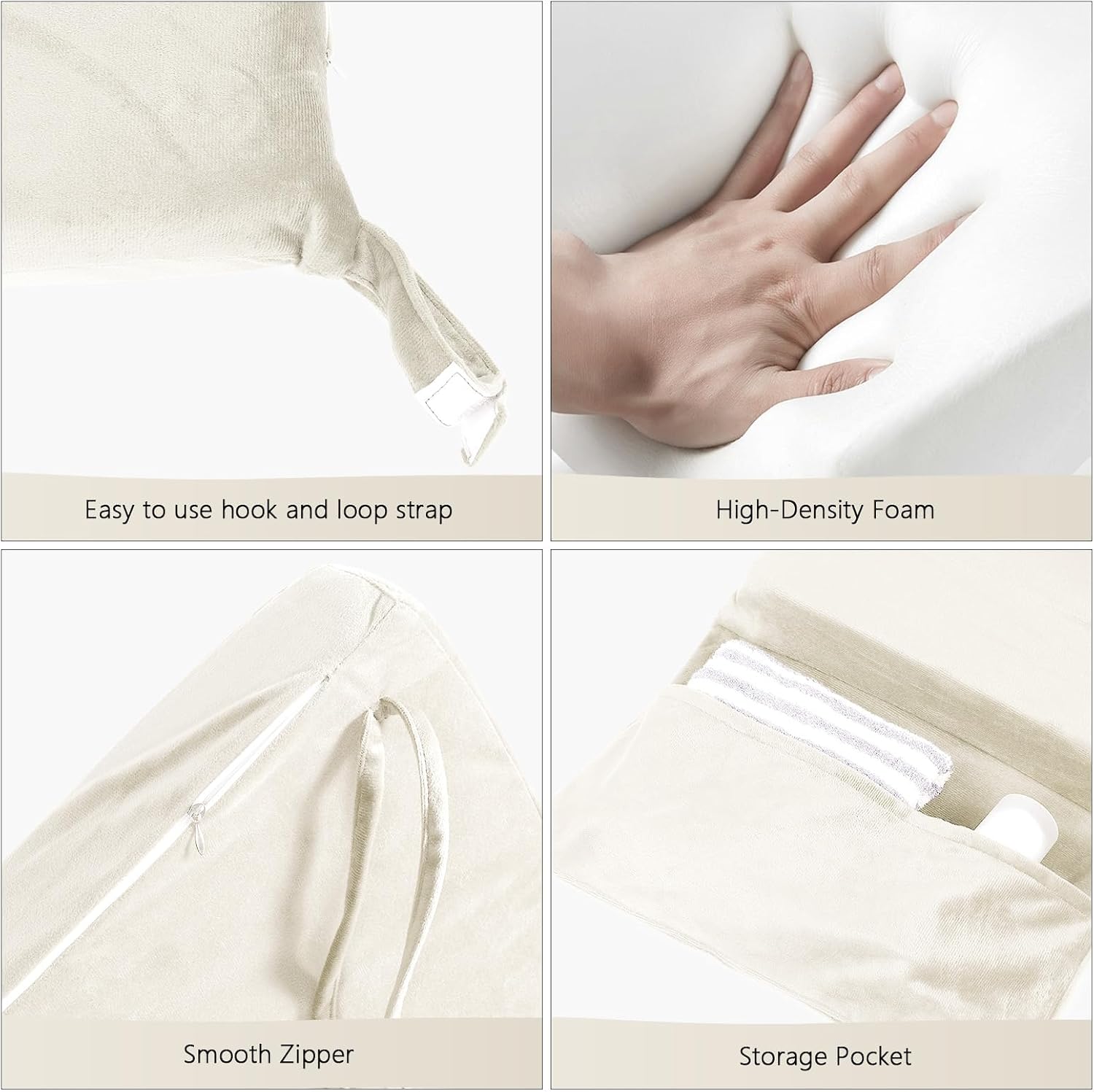 Lucky Monet 5Pcs Glider Rocker Replacement Cushions - Velvet Glider Cushions Replacement Set with Side Storage Pockets, Thick Glider Chair Cushions Washable & Non Slip, Cushion ONLY - Beige
