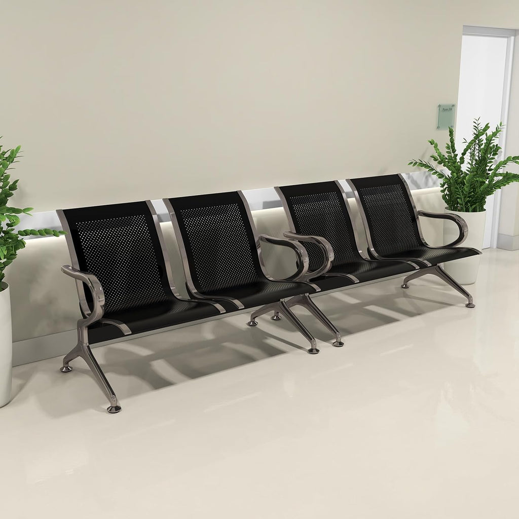 Kinsuite Reception Chairs Set of 2- Waiting Room Reception Chair 2-Seat Heavy Duty Chair Office Guest Chairs & Reception Chairs for Office Bank Hospital School, Black