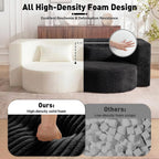 78" Full Size Convertible Futon Sofa Bed, Corduroy Folding Sleeper Sofa Bed with 2 Pillow, Foam Mattress Boneless Couch Bed, No Assembly Loveseat Couches for Living Room Apartment, Space‑Saving, Black