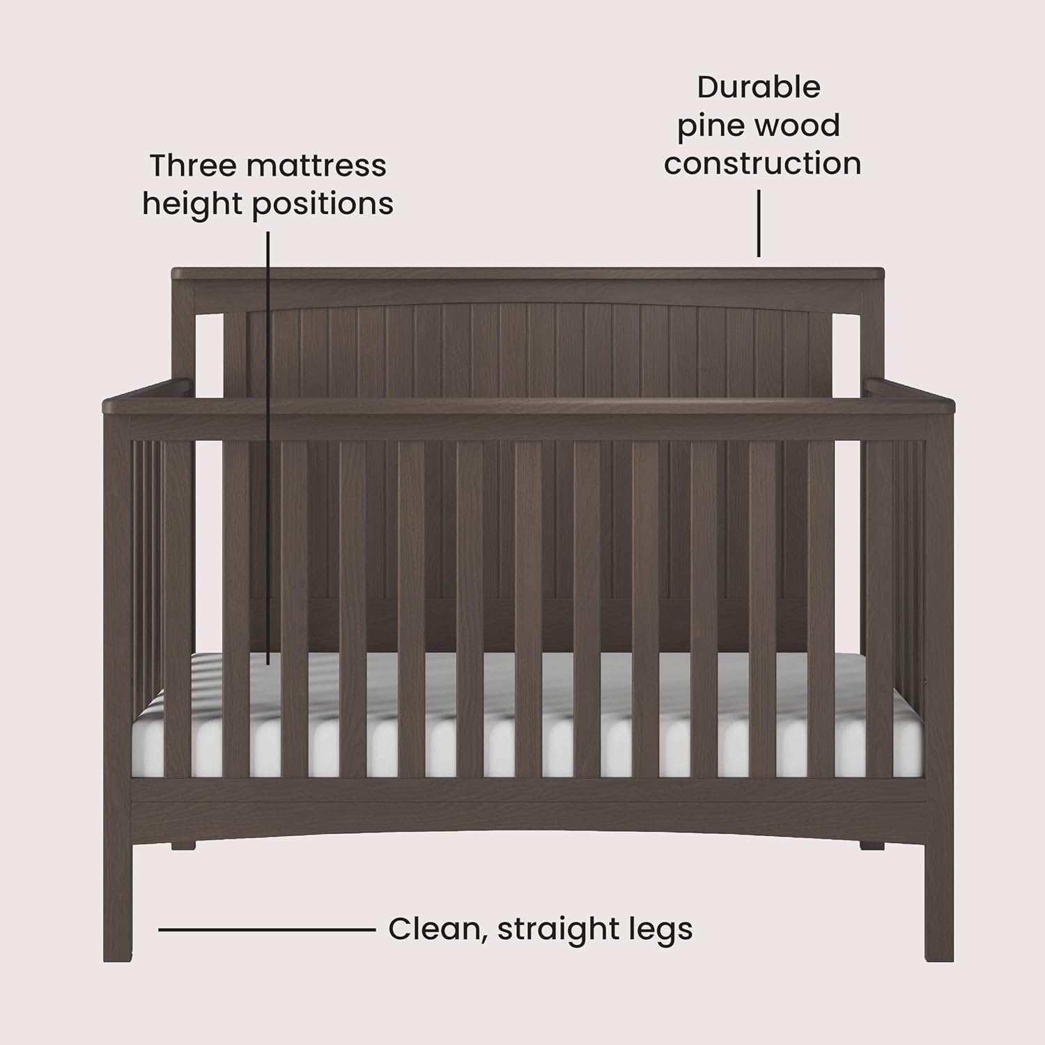 Child Craft Scout 3-Piece Nursery Set, Includes 4-in-1 Convertible Crib, Dresser with Changing Table Topper, and Cozy Glider (Dapper Gray)