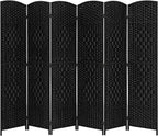FDW Room Divider 6 Panel Folding Privacy Divider 6 Ft Indoor Wall Divider Portable Partition Wood Screen, Coal Black