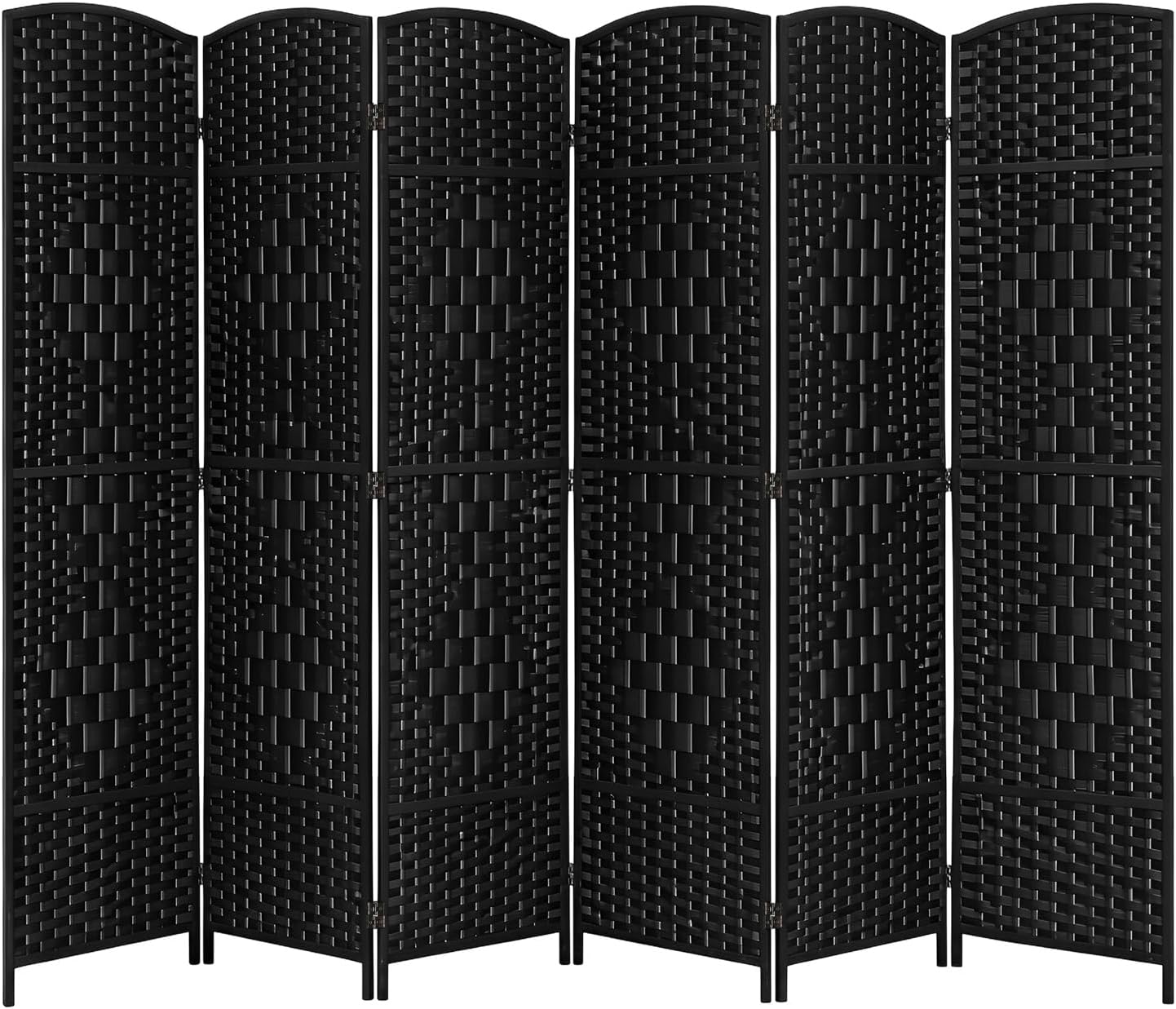 FDW Room Divider 6 Panel Folding Privacy Divider 6 Ft Indoor Wall Divider Portable Partition Wood Screen, Coal Black