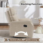 HAOMARKETS Swivel Rocker Recliner Chair Set of 2, Manual Faux Leather Glider Rocking Recliners for Adults, 360° Swivel Nursery Reclining Sofa with Padded Backrest for Living Room, Beige