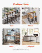 VEVOR Bar Table, Sturdy Metal Frame High Top Pub Table, Narrow Long Kitchen Dining, Cocktail Counter Bar Height Desk, Easy to Assemble,39x16x35.5 in, for Living Room Party, Rustic Brown and Black