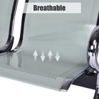 Kinsuite 5 Seat Waiting Room Chairs - Airport Reception Chairs with Arms Metal Reception Bench Seating Lobby Chairs for Business Office Hospital Bank Airport Market, Silver