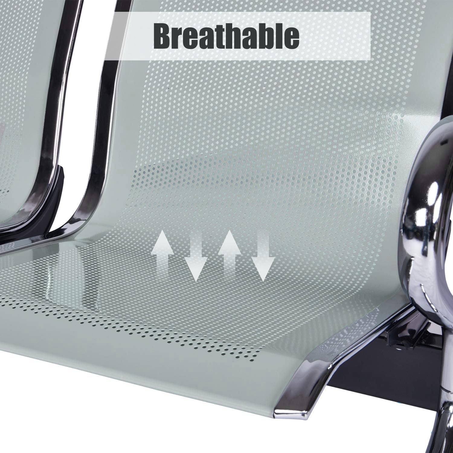 Kinsuite 5 Seat Waiting Room Chairs - Airport Reception Chairs with Arms Metal Reception Bench Seating Lobby Chairs for Business Office Hospital Bank Airport Market, Silver