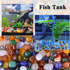 KINGOU 15oz/425g Polished Agate Gems Stones Pebbles Mix Colored Gravel Rocks for Succulents Plants Vase fillers, Aquarium Decorative