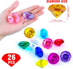 Niceup 26PCS Orange Fake Diamonds Big Gem Toys, 1.5in Pool Diving Gems Acrylic Plastic Gemstones for Kids, Party Décor Jewels Treasure Hunt Hiding Sensory Bin Filler Toys Craft Supplies