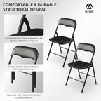 Elevon Folding Chairs 6 Pack, Padded Vinyl Cushion Chairs with Sturdy Metal Frame for for Home and Office, for Indoor and Outdoor Events, 300lb Capacity, Black