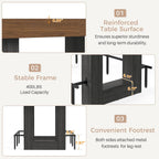 Miereirl 62.99 Inch Counter Height Table，Bar Counter Height Dining Table，Bar Table with Metal Footrest ，for Kitchen, Living Room, Bar， Seats 4-6 People, Brown&Black