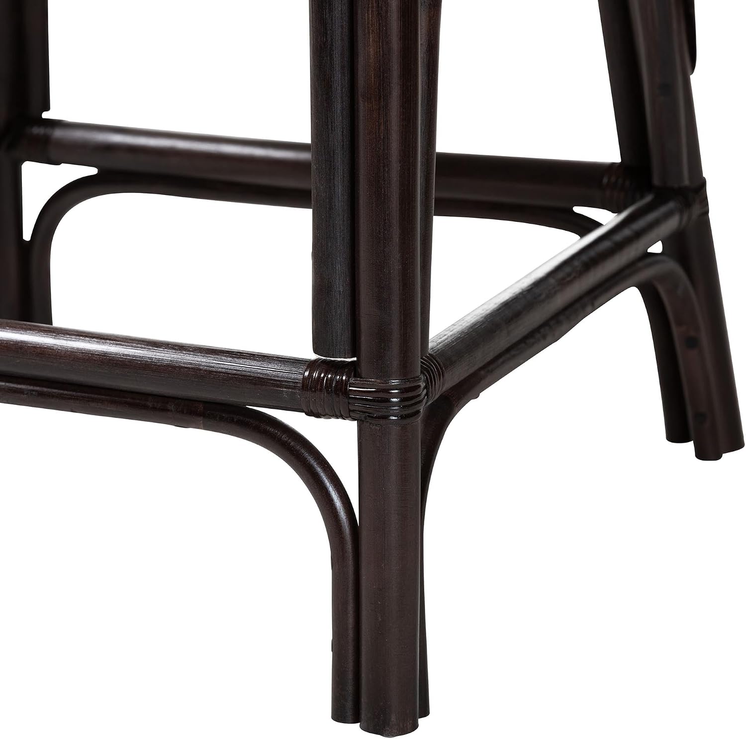 Bali & pari Irene Natural Rattan Counter Stool - Handwoven Wicker Accent Stool with Lattice Backrest for Kitchen Island Seating
