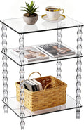 Acrylic Side Table Clear 3-Tier End Table for Living Room, Office, Hallway, Bedroom,Bathroom (Clear, Nomal)