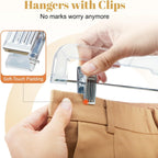HOUSE DAY 200 Pack Pants Hangers with Adjustable Clips and 360° Swivel Hook, Non-Slip Clear Plastic Skirt Hangers for Pants, Jeans, Skirts, Trousers, Bulk Hangers for Closet Organization