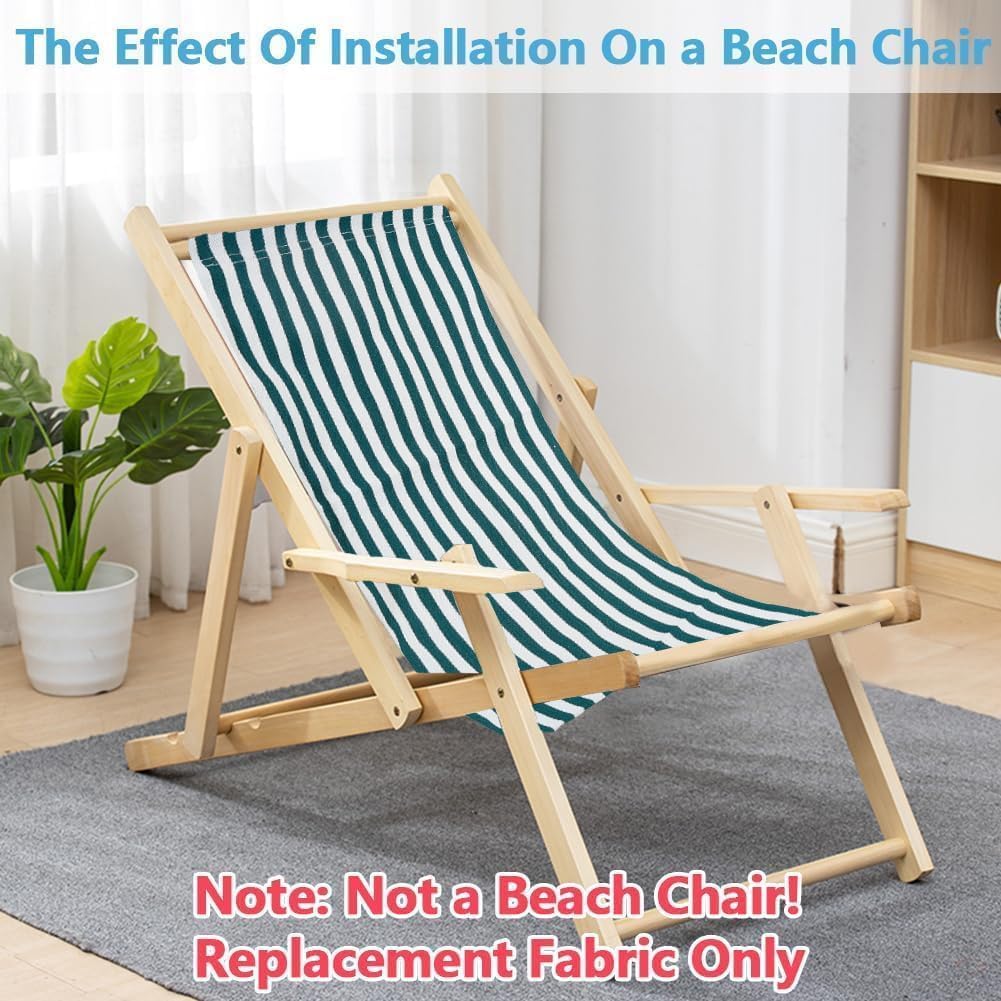 GORGECRAFT 118X43cm Beach Sling Patio Chairs Canvas Folding Chair Replacement Outdoor Chairs Cloth Replacements Twill Weave Dark Green Portable Reclining Sling Chair Fabric for Summer Vacation Garden