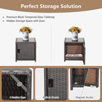 COSTWAY 5PCS Patio Rattan Furniture Set, Cushioned Sofa Chairs with Ottomans and Side Table, Outdoor Wicker Conversation Sets for Deck Backyard Garden Porch, White