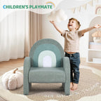 JOYMOR Kids Sofa, Toddler Armchair with Full Teddy Fleece Coverage, Ultra-Soft & Plush, Sturdy Base for Boys and Girls, Green