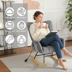 Rocking Chair Nursery with Airbag, Comfy Nursery Rocking Reading Chair Indoor, Cozy Upholstered Glider Rocker Chairs for Living Room Bedroom Offices, Sillas Mecedoras(Chenille, Dark Grey)