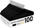 SONGMICS Velvet Hangers 100 Pack, Non-Slip Clothes Hangers with Silver-Colored Swivel Hooks, Slim Space-Saving for Closet, Heavy-Duty, Black UCRF026BZ02S