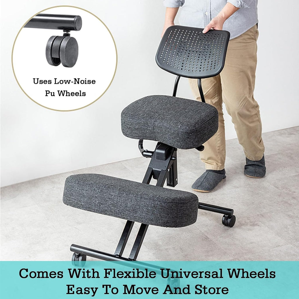 Height Adjustable Kneeling Stool Chair for Back & Neck Pain Relief, Ergonomic Design for Comfort, Ideal Office & Home Use, Perfect for PC Work and Posture Support