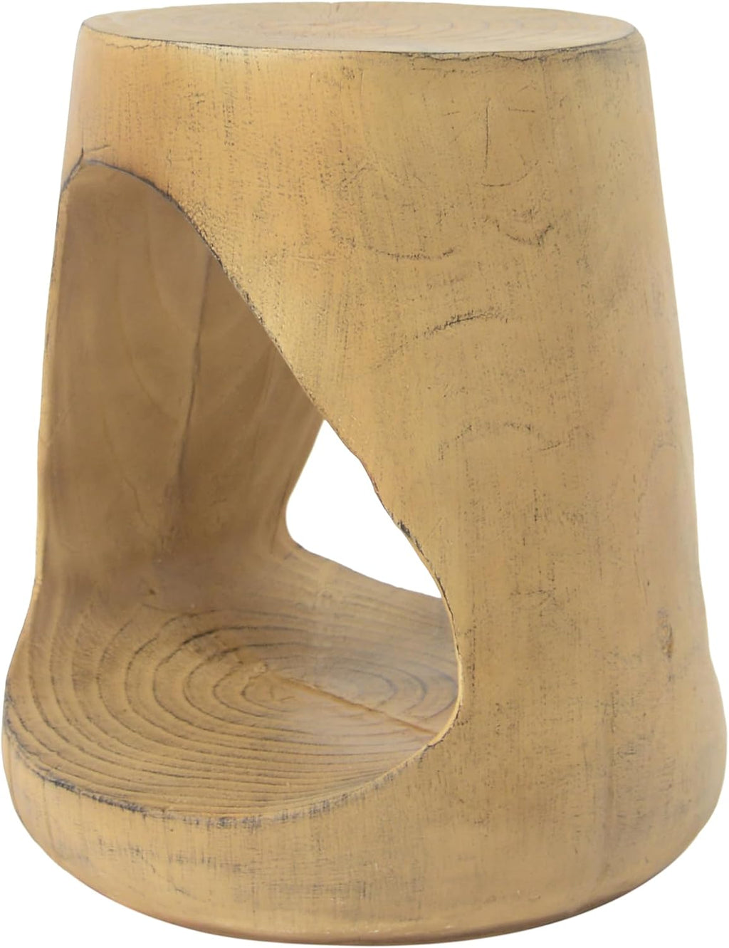 14.5" W Small Hollow Side Table, Wood-Like Texture Accent End Table, Magnesium Oxide (MGO) Finish Round Pedestal Side End Table for Living Room Household Restaurant Homestay - Natrual Oak