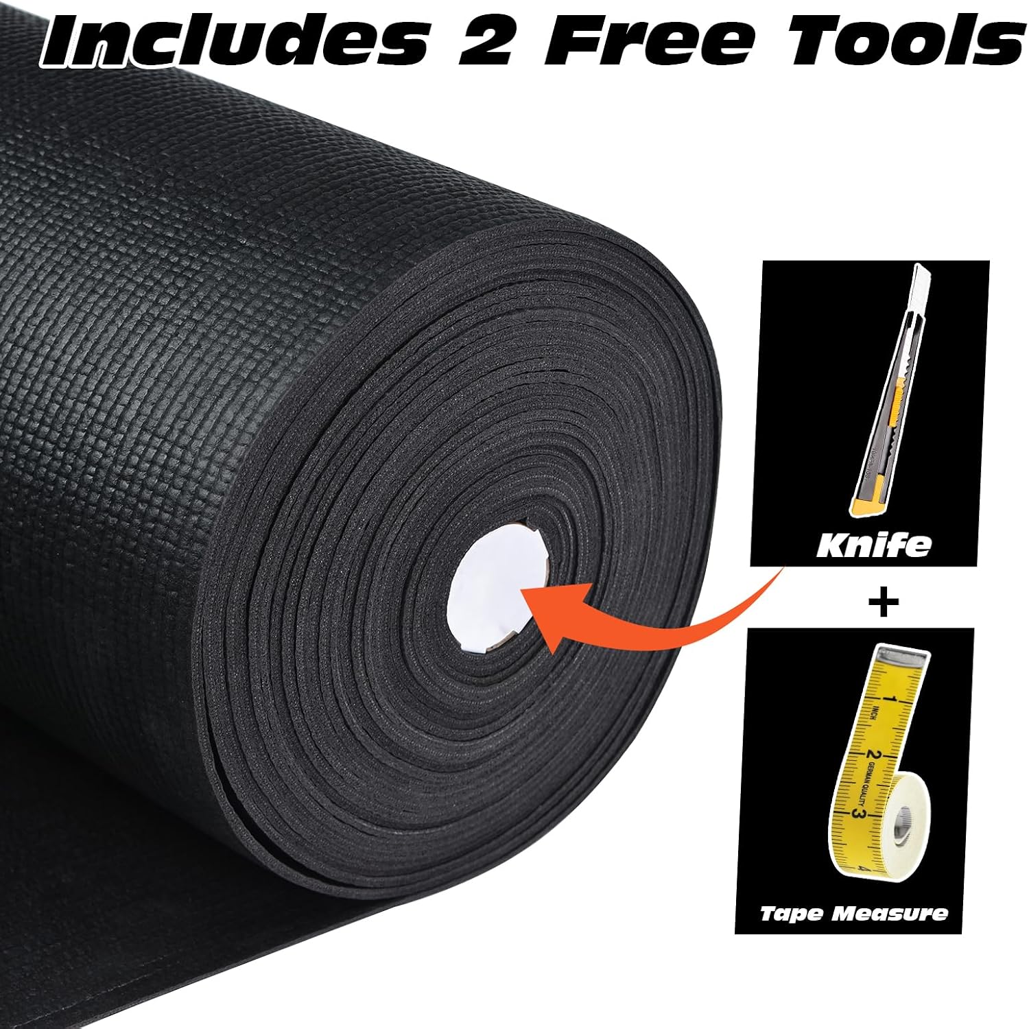 Professional Grade Tool Box Liner, Tool Box Drawer Liner 16 Ft X 16" Black Toolbox Liner,PVC Toolbox Drawer Liners, Shelf Liner Non Slip Mat, Thick Foam Cabinet Liner with Knife and Tape Measure
