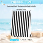 M METERXITY Beach Sling Chair Replacement Canvas, 16x44.5 Inch Folding Lounge Chair Fabric for Beach/Sunbathing/Courtyard/Garden, Outdoor Furniture Cloth [Pinstripe Black, Only Replacement]