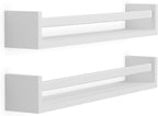 Wallniture Utah 24" Wall Bookshelf for Kids Room, White Floating Nursery Decor Book Shelves, Wood, Set of 2