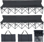 6 Seats Portable Folding Soccer Bench, Team Bench Soccer with Storage Bag & Backrest, Sideline Benches Team Chair for Football Camping Outdoor Sports Events