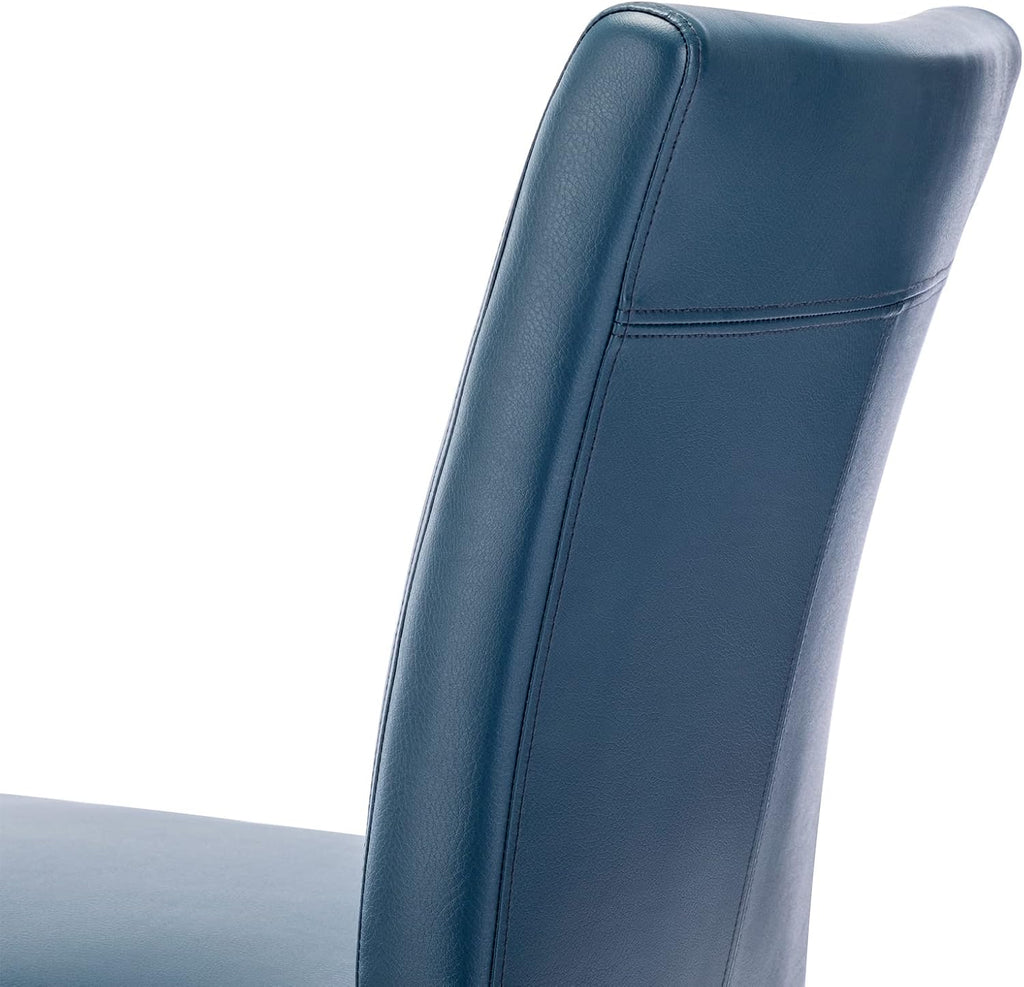 Watson & Whitely Dining Chairs Set of 6, Faux Leather Upholstered Armless Dining Room Chairs with Solid Wood Legs & Back Side Chair for Kitchen, Living Room, Restaurant, Blue