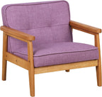 BabyLand Toddler Chair,Single Kid Sofa Chair with Solid Wood Structure and Linen Fabric for Kid Gift (Light Purple)