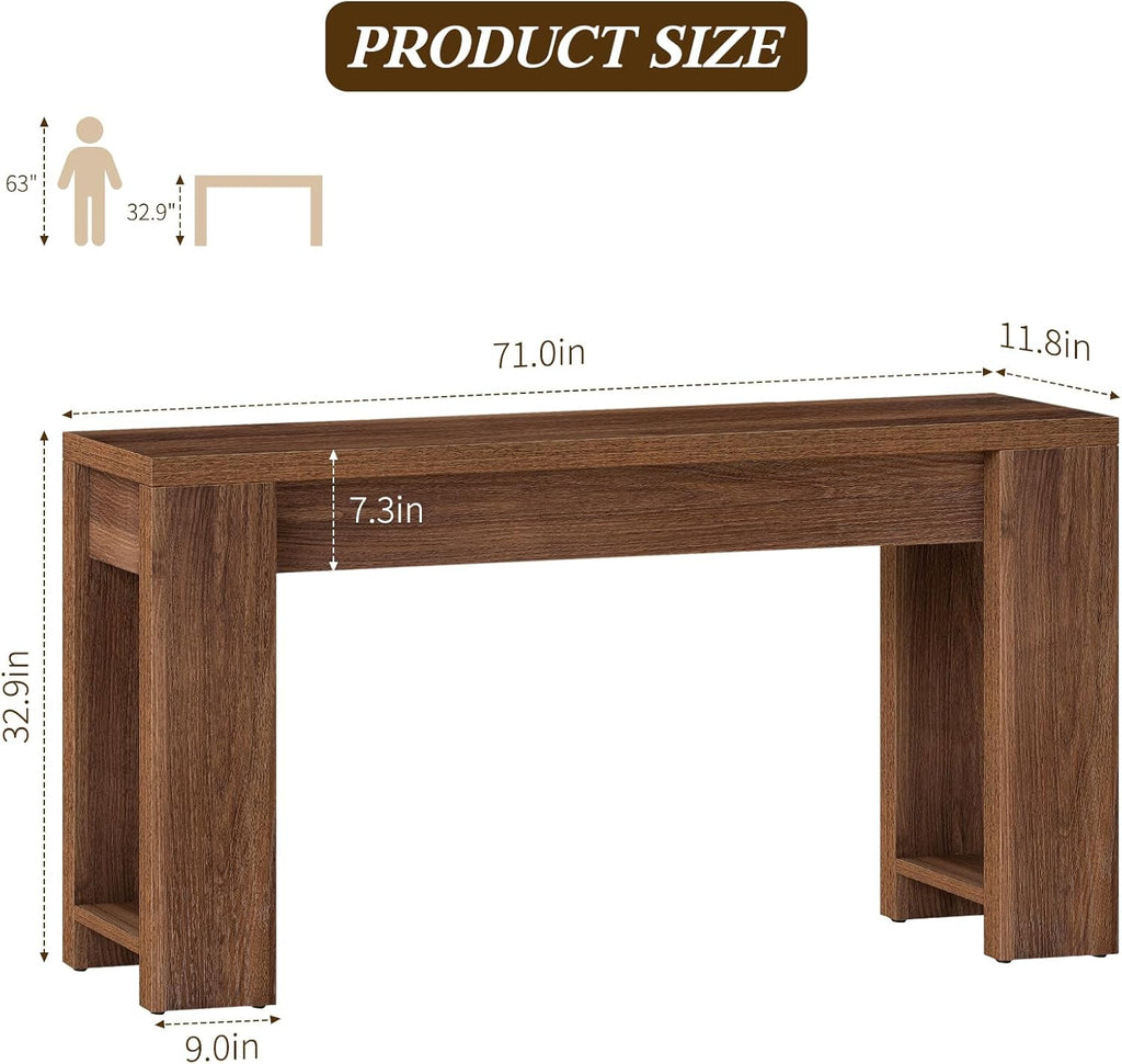 71" Extra Long Console Table, Wood Farmhouse Entryway Table, Behind Couch, Hallway, Foyer, Narrow Sofa Tables for Front Door