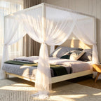 tupi Canopy Bed Curtains for King Size Bed, 100% Polyester Breathable Bed Canopy, 4 Corners Post Mosquito Net Canopy for Adults Bedroom Decor-White