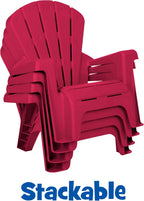 Little Tikes Kids Garden Chair 4 Pack in Red, Outdoor Toddler Activity Adirondack Chairs for Picnic, Garden, Patio, Backyard & Beach, Outdoor Chair Set