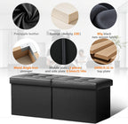 AmasSmile Footrest Ottoman Bench with Storage,34Inch Black Leather Footstool, Coffee Table, Padded Seat, Storage Chest,Blanket Store with Flipping Lid for Livingroom and Bedroom