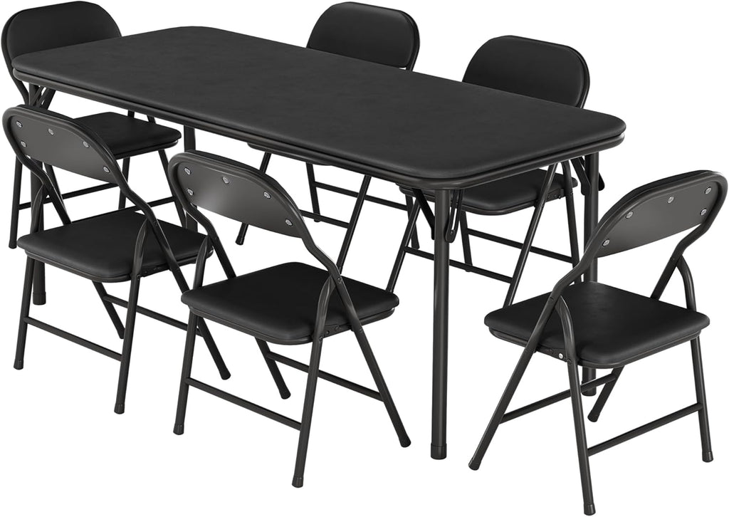 GAOMON 7 Piece Set Folding Table and Chairs Set, Boys and Girls Activity Table and Chairs Set for Dining Room,Daycare,Classrooms