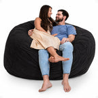 ULTIMATE SACK 6000 6-Foot Bean Bag Chair, Charcoal Fur Cover – Oversized Foam Lounger, Floor Seat, Small Sofa, or Couch Bed for Living Area, Gaming Room, or Reading Lounge