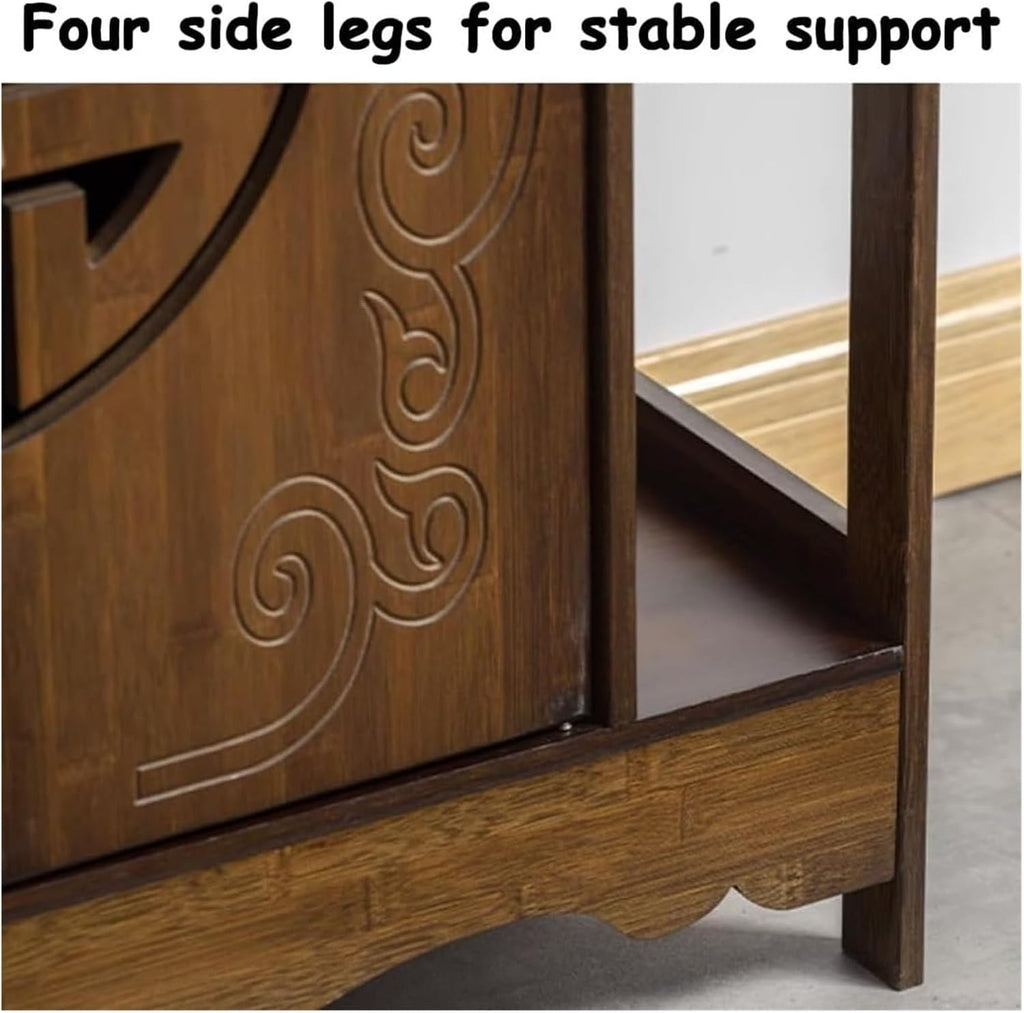 Bamboo Buddha Altar Table - Personal Shrine Cabinet for Meditation, Relaxation, and Worship - Chinese Design with Storage(140x40x108cm/55.1"x15.7"x42.5")