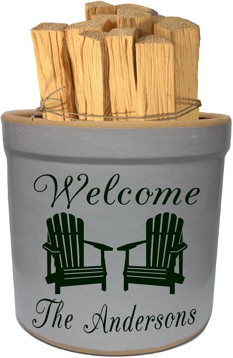 2 Gallon Personalized Stoneware Crock - Adirondack Welcome