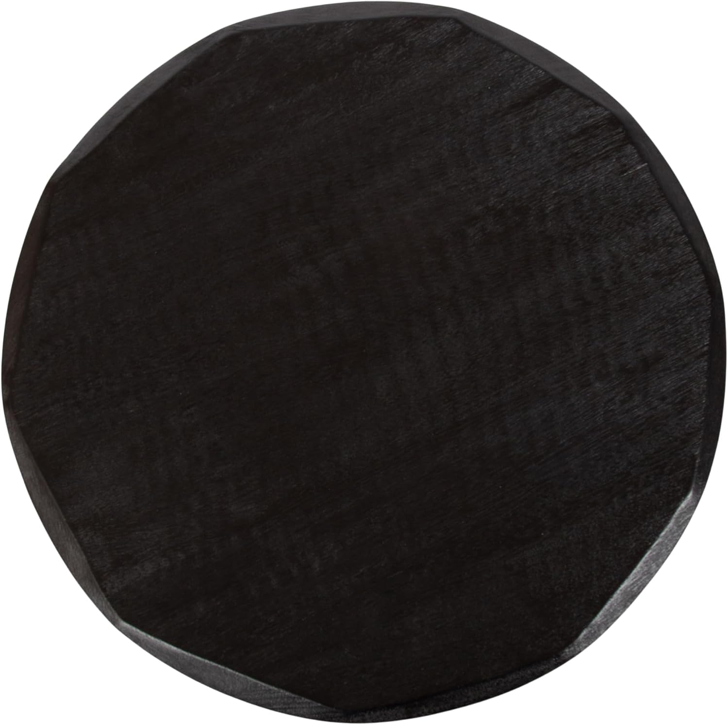 Kate and Laurel Tavares Modern Wooden Round Side Table, 18 x 18 x 20, Black, Solid Wood Accent End Table with Textured Top and Faceted Edge for Use as Indoor Plant Stand or Living Room Decor Piece