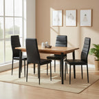 Dining Chairs PU Leather Set of 4, Armless High Back Upholstered Chairs with Metal Frame, Ergonomic Padded Seat for Kitchen, Dining Room, Space-Saving, Black
