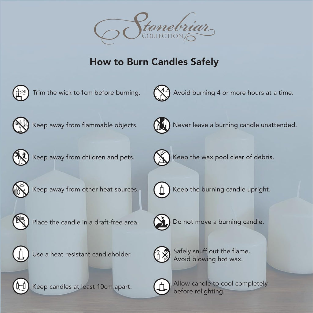 Stonebriar Unscented White Tall Pillar Candles, 65 Hour Burning Candle Pillars, Perfect for Decor, Weddings, Emergencies 3" X 6", 6 count