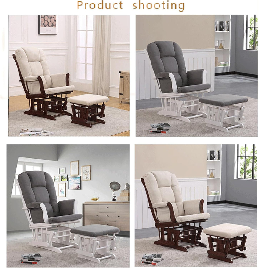 5pcs Glider Rocker Cushions Set, Washable Non Slip with Ottoman Cushion Storage Pocket, Glider Rocking Chair Cushions Set for Nursery Napping